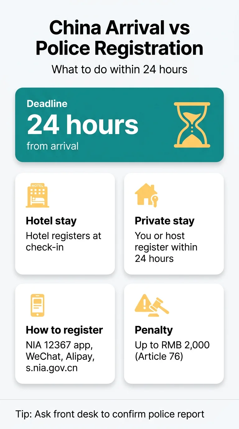 Infografika: China Arrival Card vs Hotel Temporary Residence Registration: What You Must Do Within 24 Hours